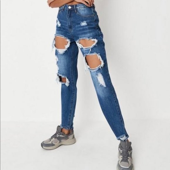 Blue Riot High Rise Ripped Rigid Mom Jeans - Picture 2 of 5